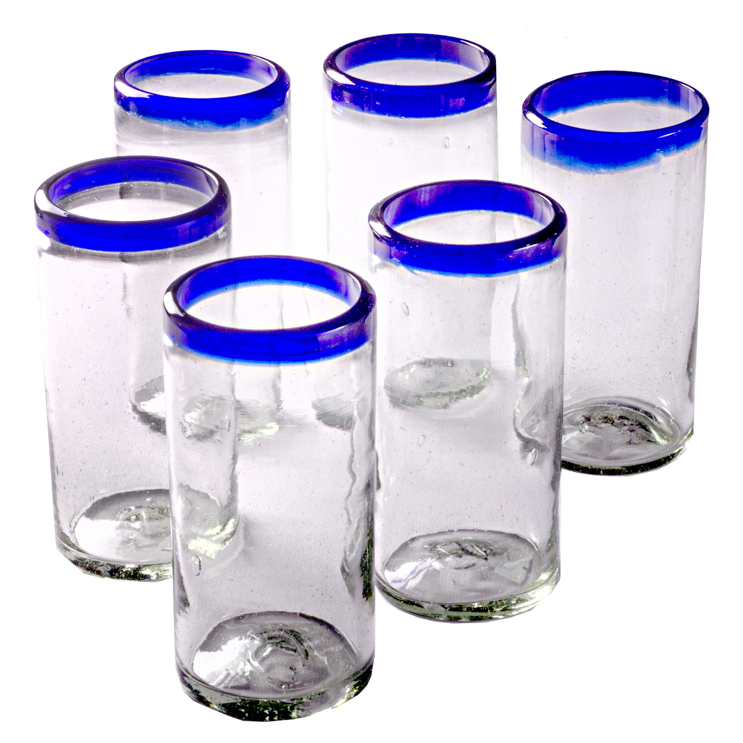 Cobalt Blue Rim Tall Tumbler - 22 oz - Set of 6 - Orion's Table