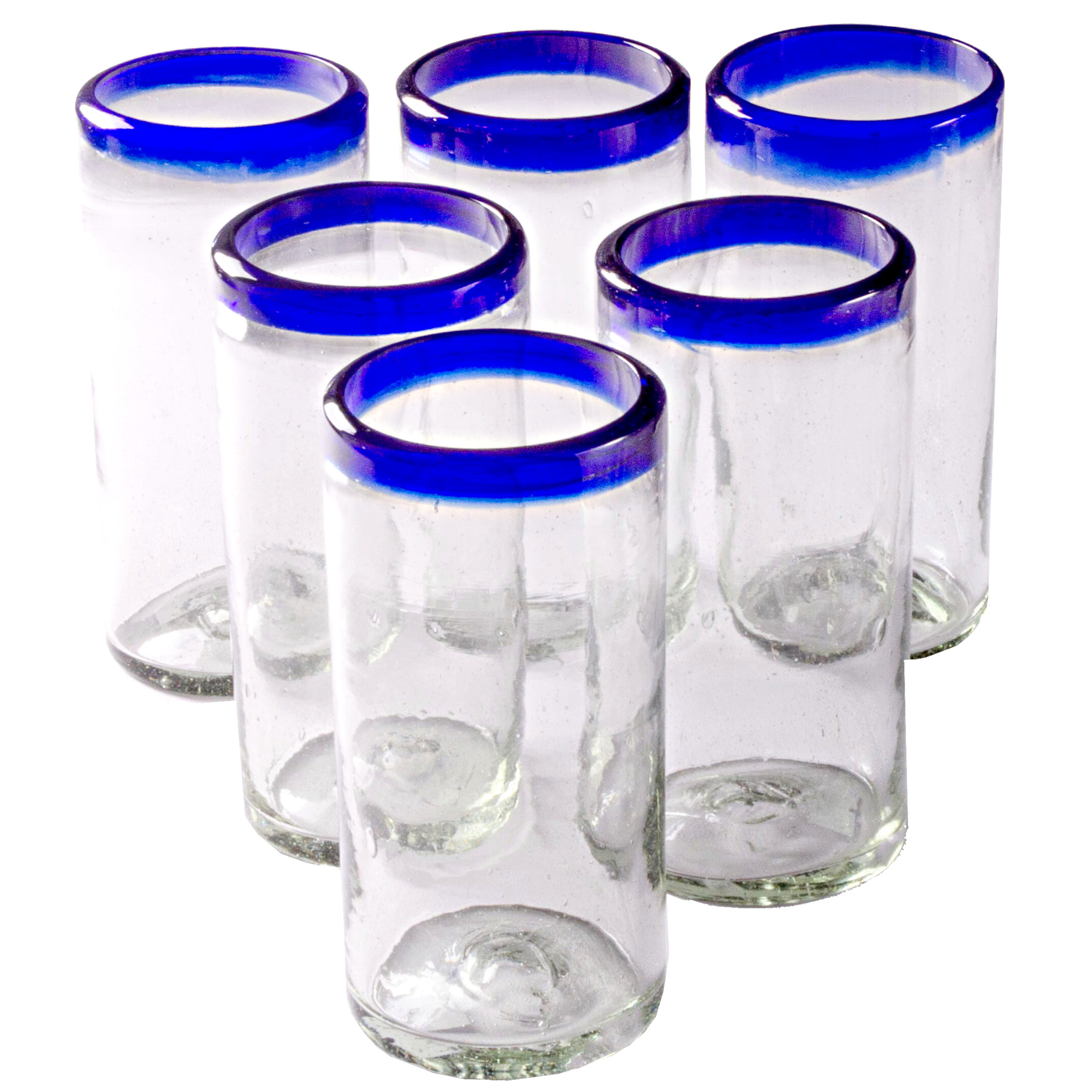Cobalt Blue Rim Tall Tumbler - 22 oz - Set of 6 - Orion's Table