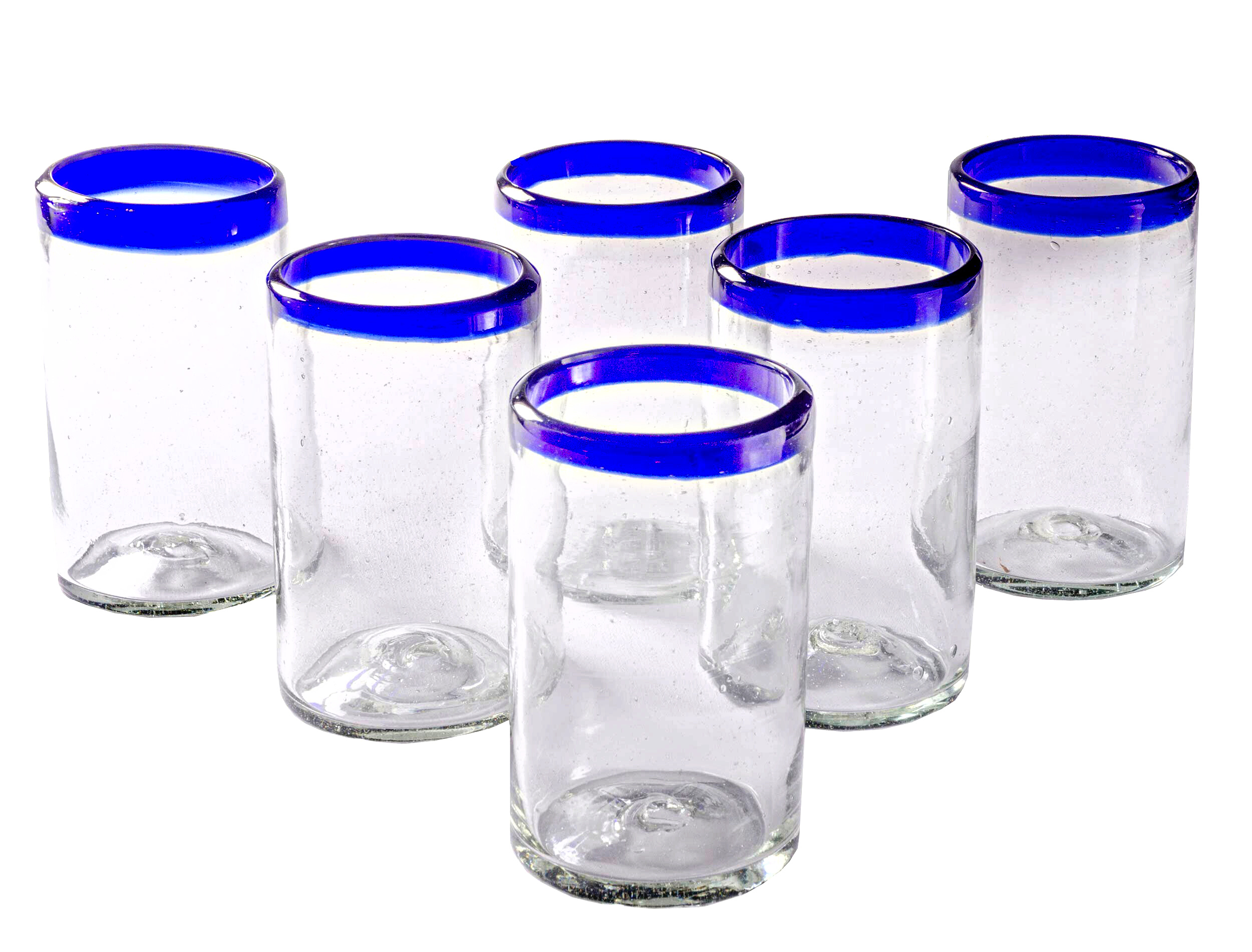 Cobalt Blue Rim Tumbler - 16 oz - Set of 6 - Orion's Table