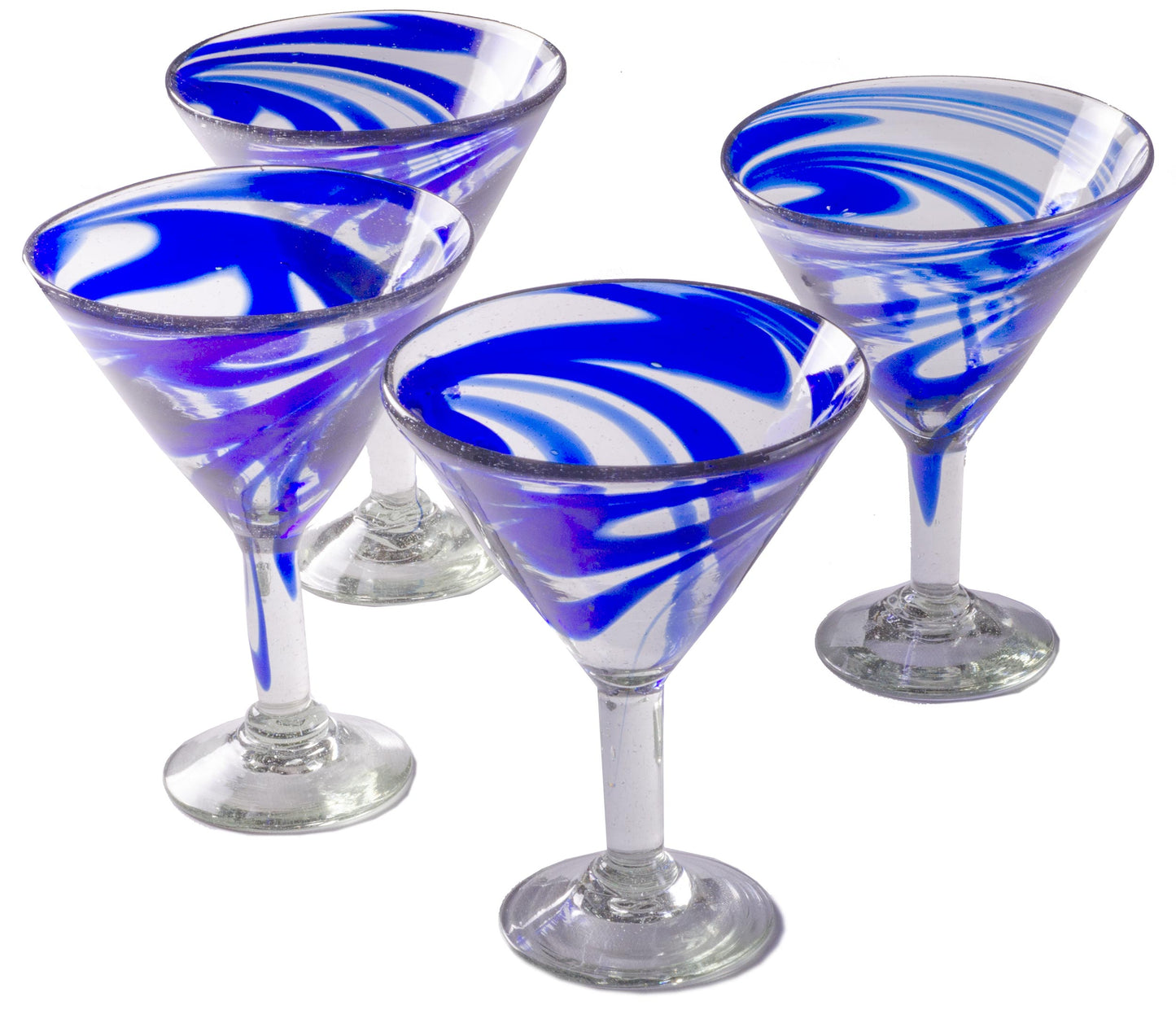 Orion Blue Swirl 15 oz Classic Margarita - Set of 4 - Orion's Table Mexican Glassware