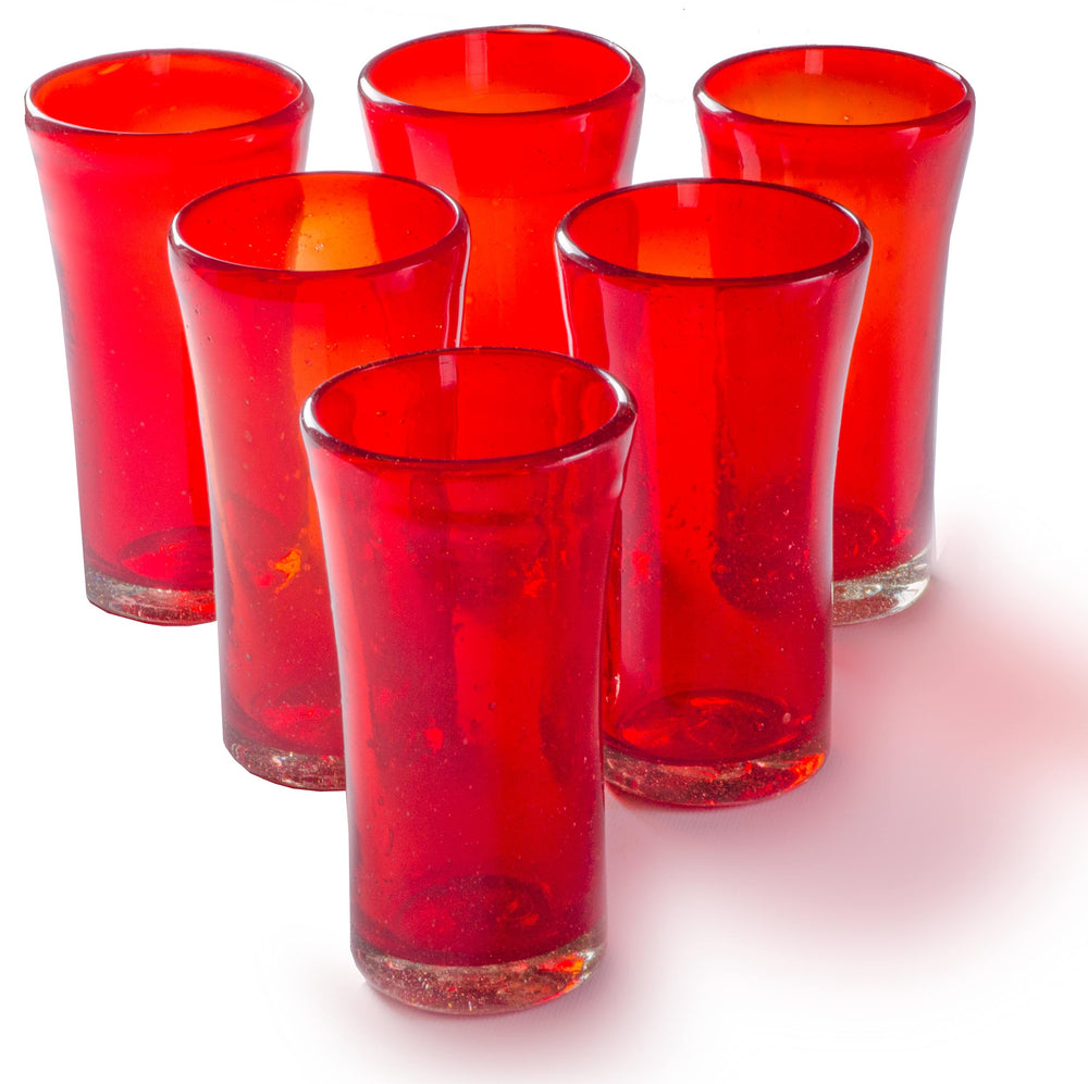 Orion Lily Collection 14 oz Tumbler Red - Set of 6 - Orion's Table Mexican Glassware