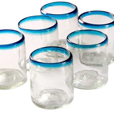 Turquoise Rim All Purpose - 12 oz - Set of 6 - Orion's Table
