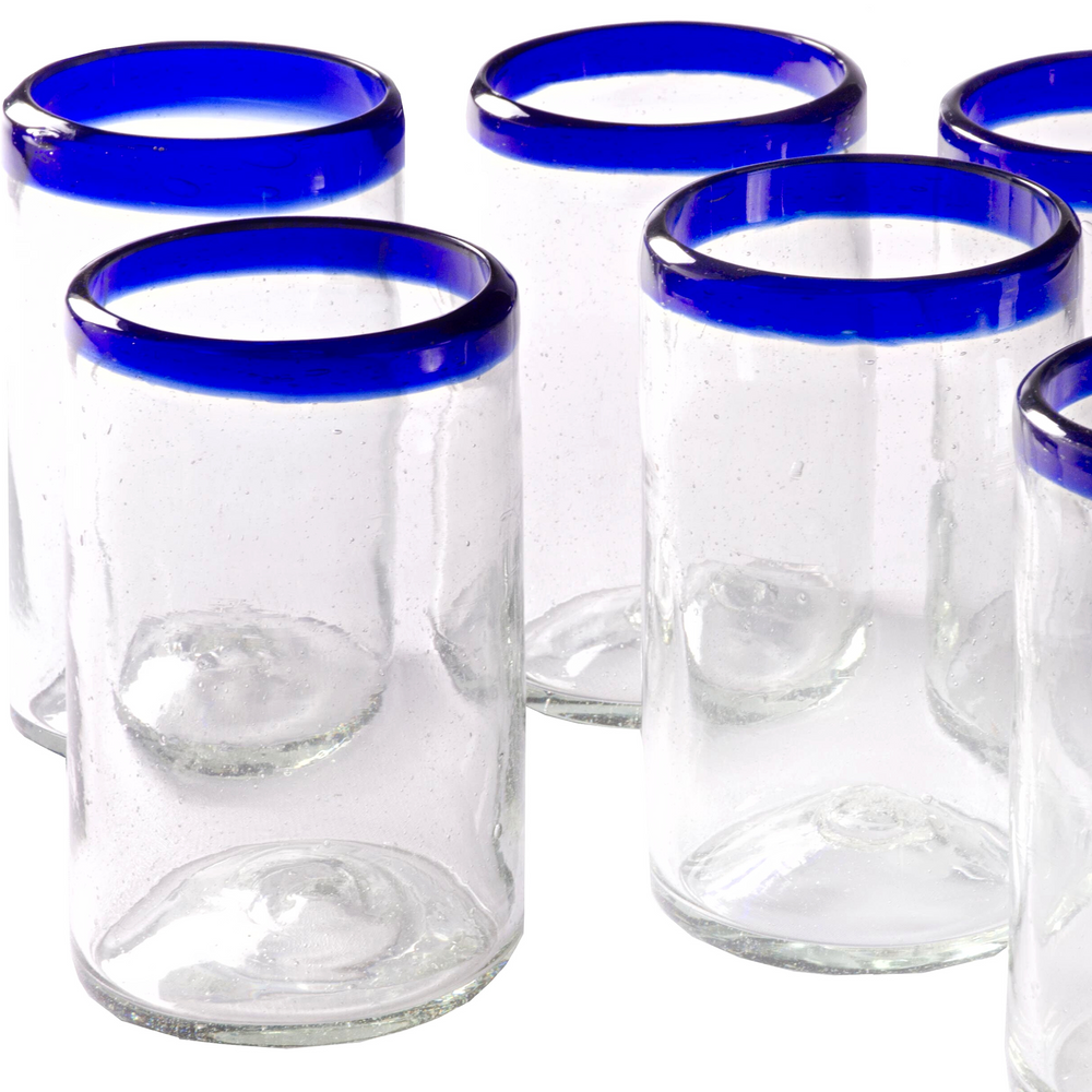 Cobalt Blue Rim Tumbler - 16 oz - Set of 6 - Orion's Table 