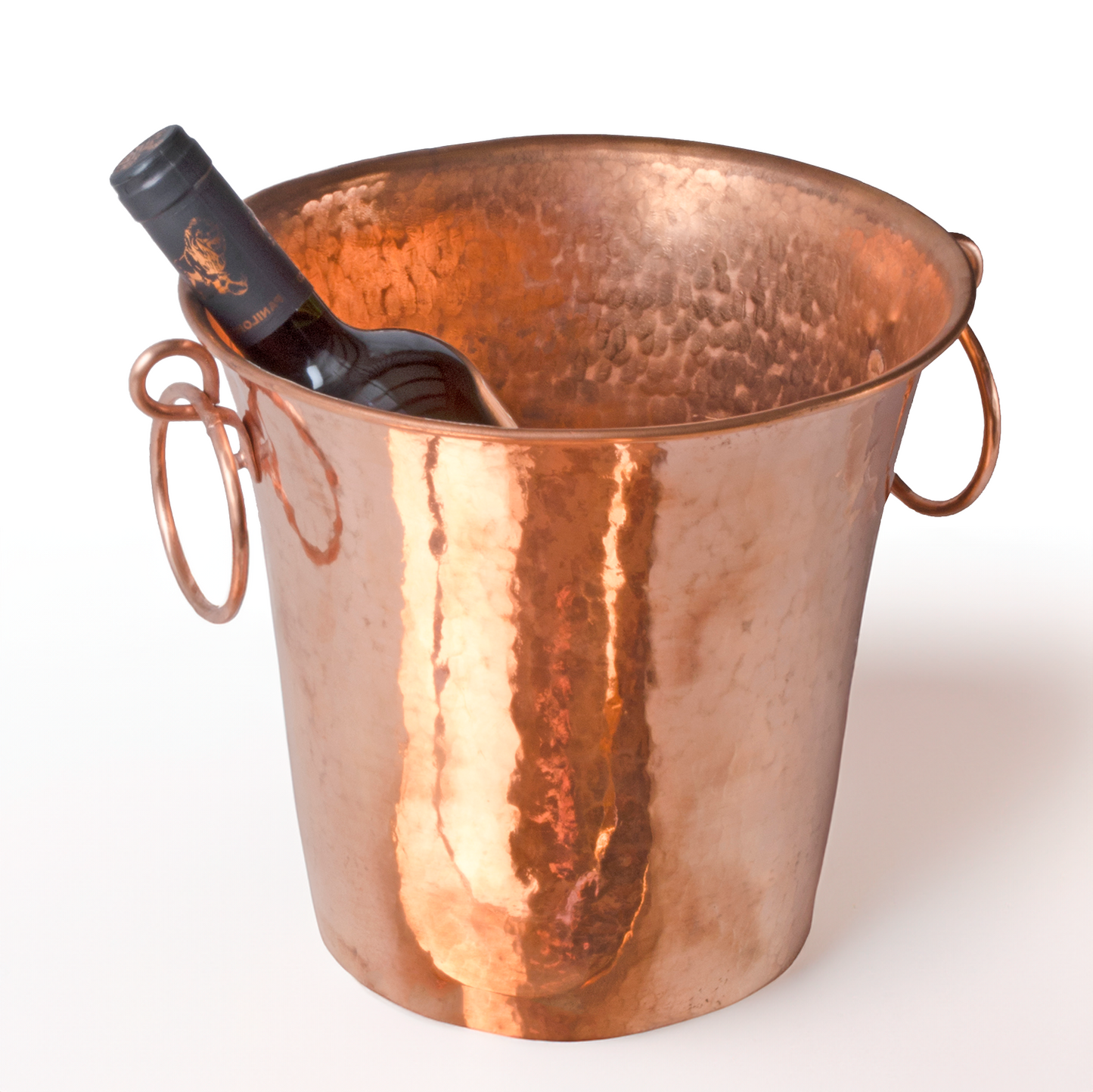 Hand Hammered Copper Wine Bucket (Polished) - Ring Handles - Orion's Table 