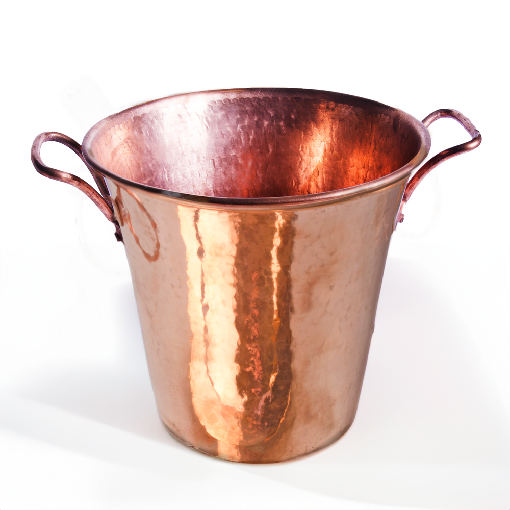 Hand Hammered Copper Wine Bucket (Polished) - Square Handles - Orion's Table 