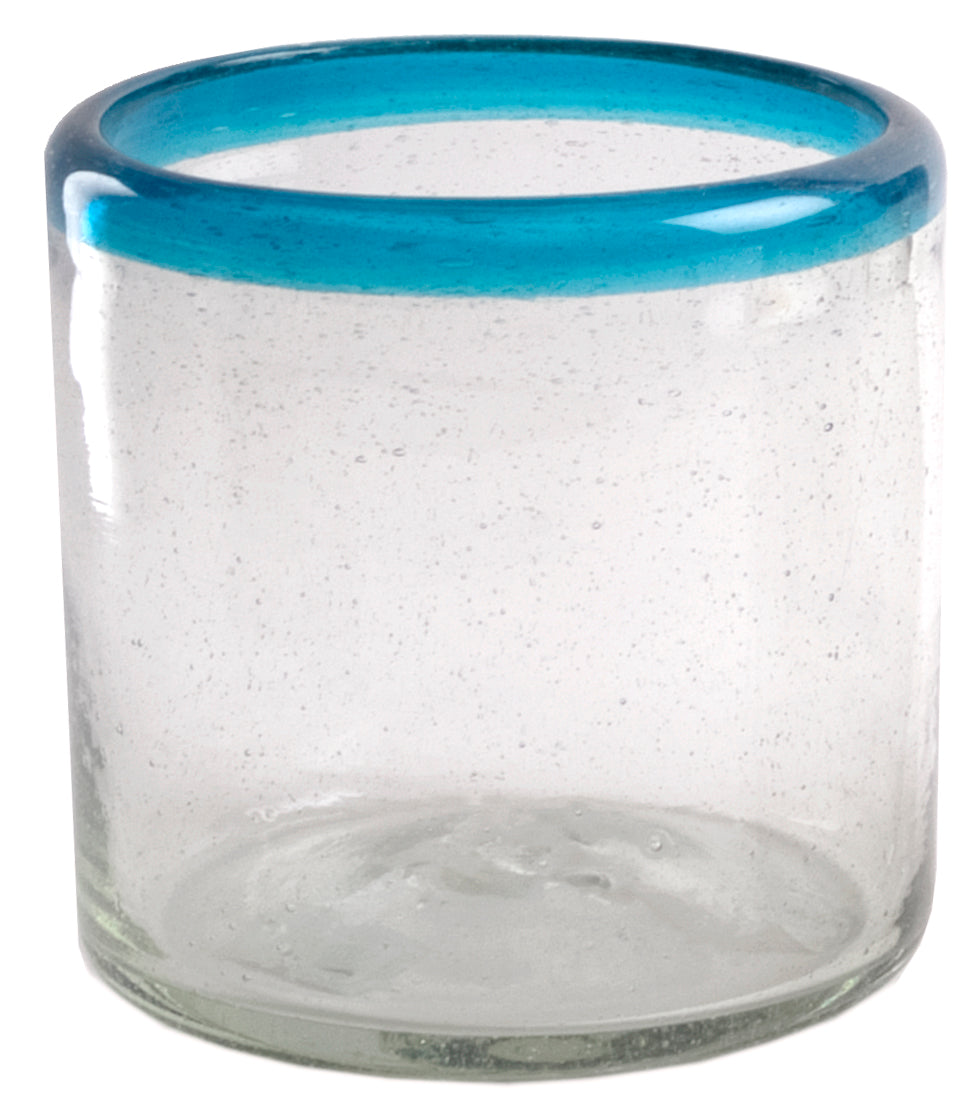 Turquoise Rim Double Old Fashion - 14 oz - Set of 6