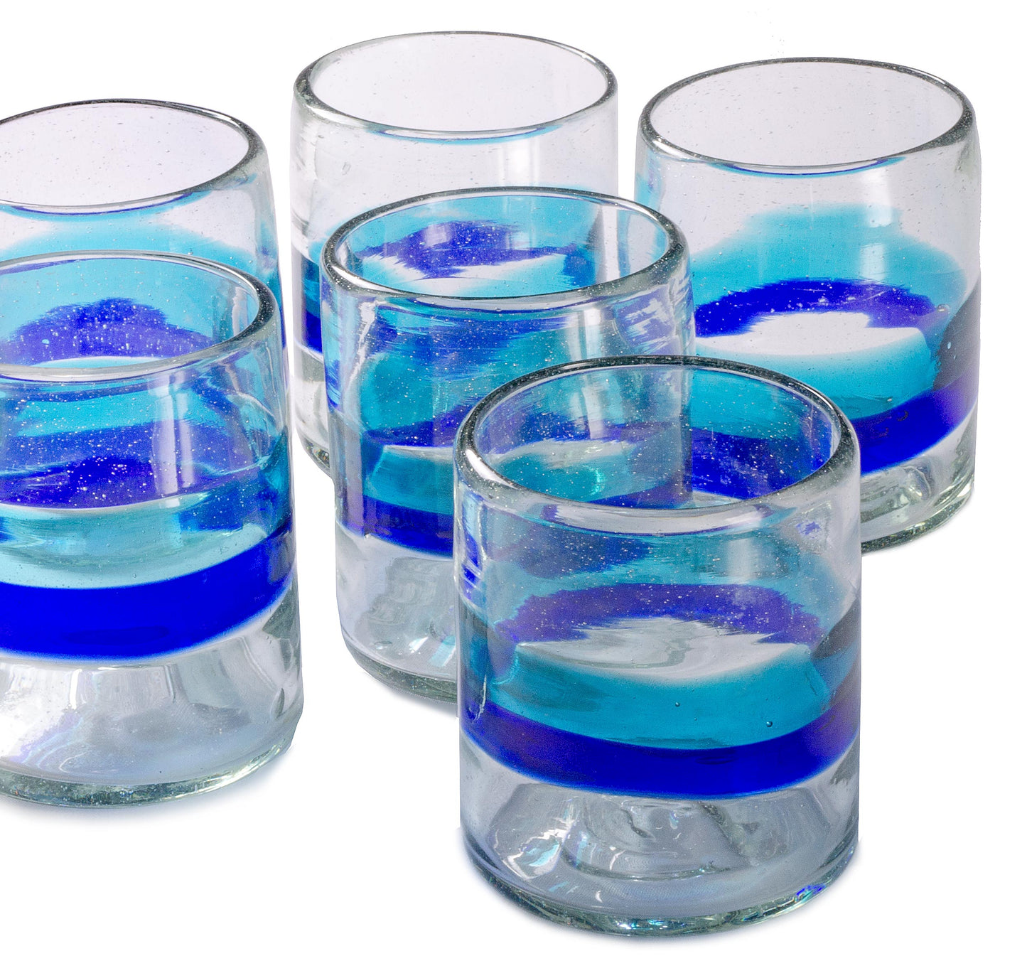 
                  
                    Cabo All Purpose in Banded Turquoise/Cobalt - 12 oz - Set of 6 - Orion's Table 
                  
                