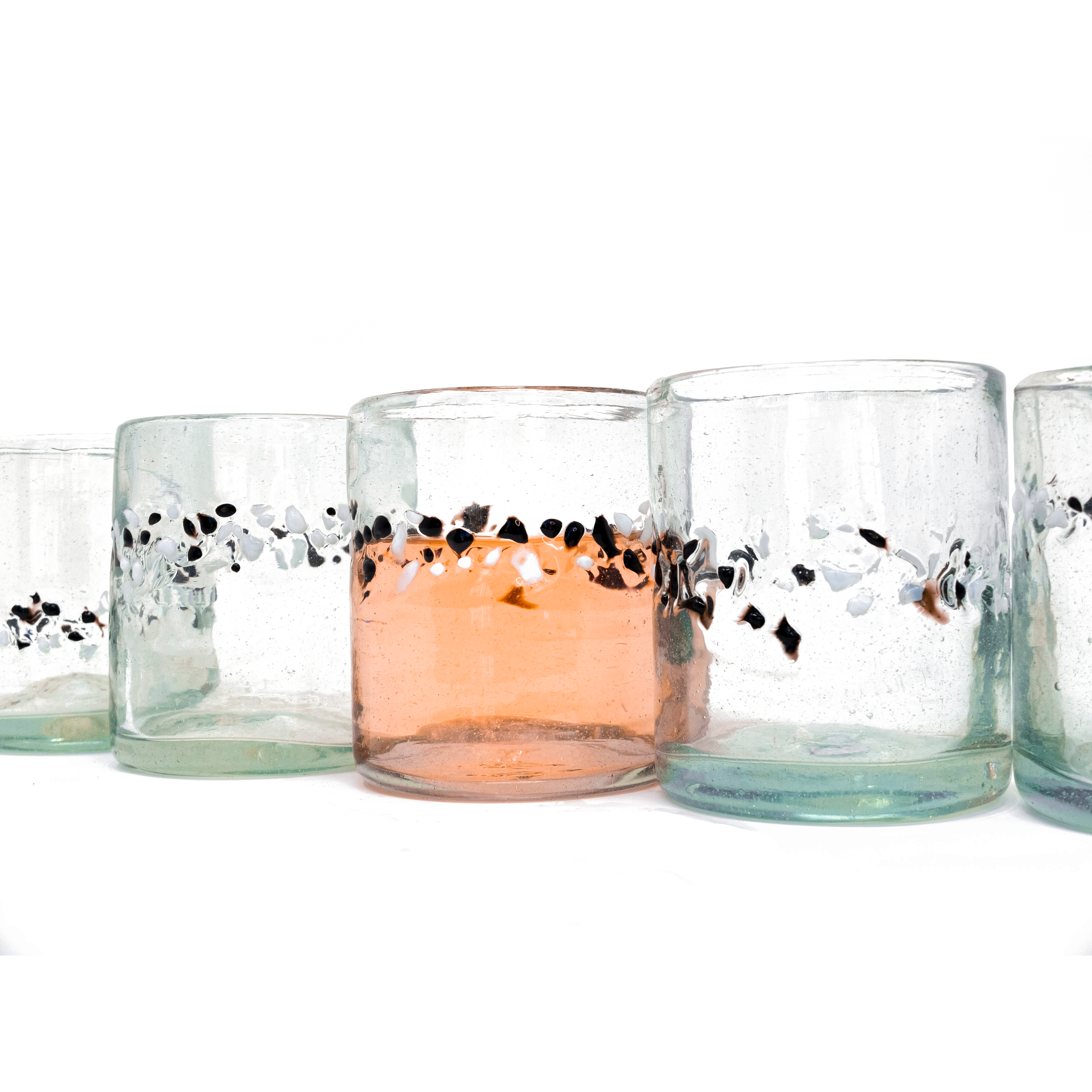 Black & White Pebble Handcrafted Short Tumbler - 12 oz - Set of 6 - Orion's Table 