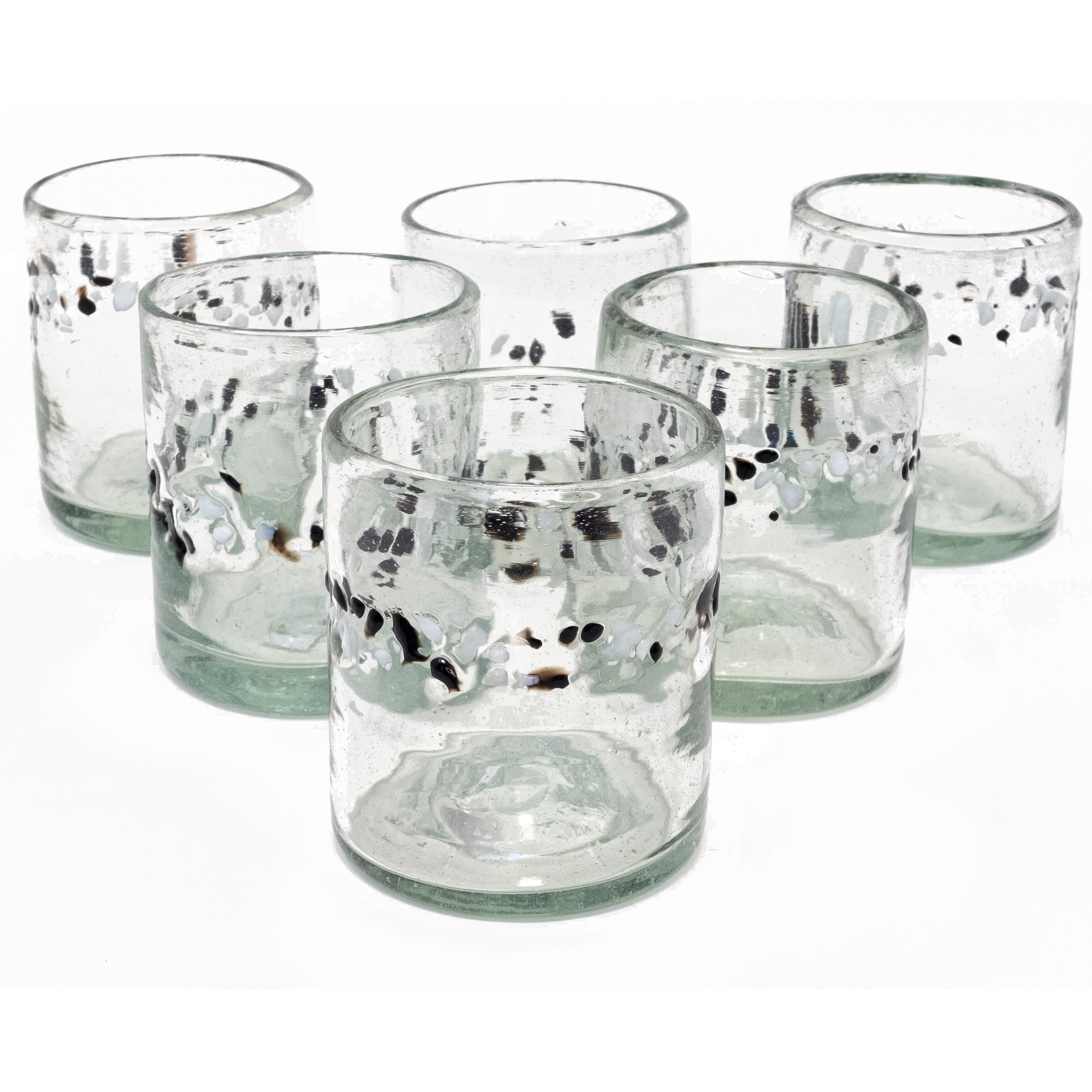 Black & White Pebble Handcrafted Short Tumbler - 12 oz - Set of 6 - Orion's Table 
