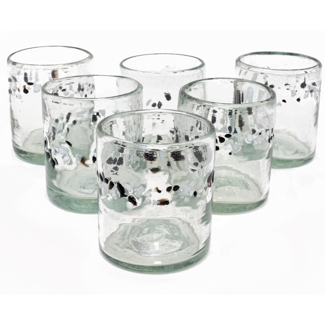 Black & White Pebble Handcrafted Short Tumbler - 12 oz - Set of 6 - Orion's Table 