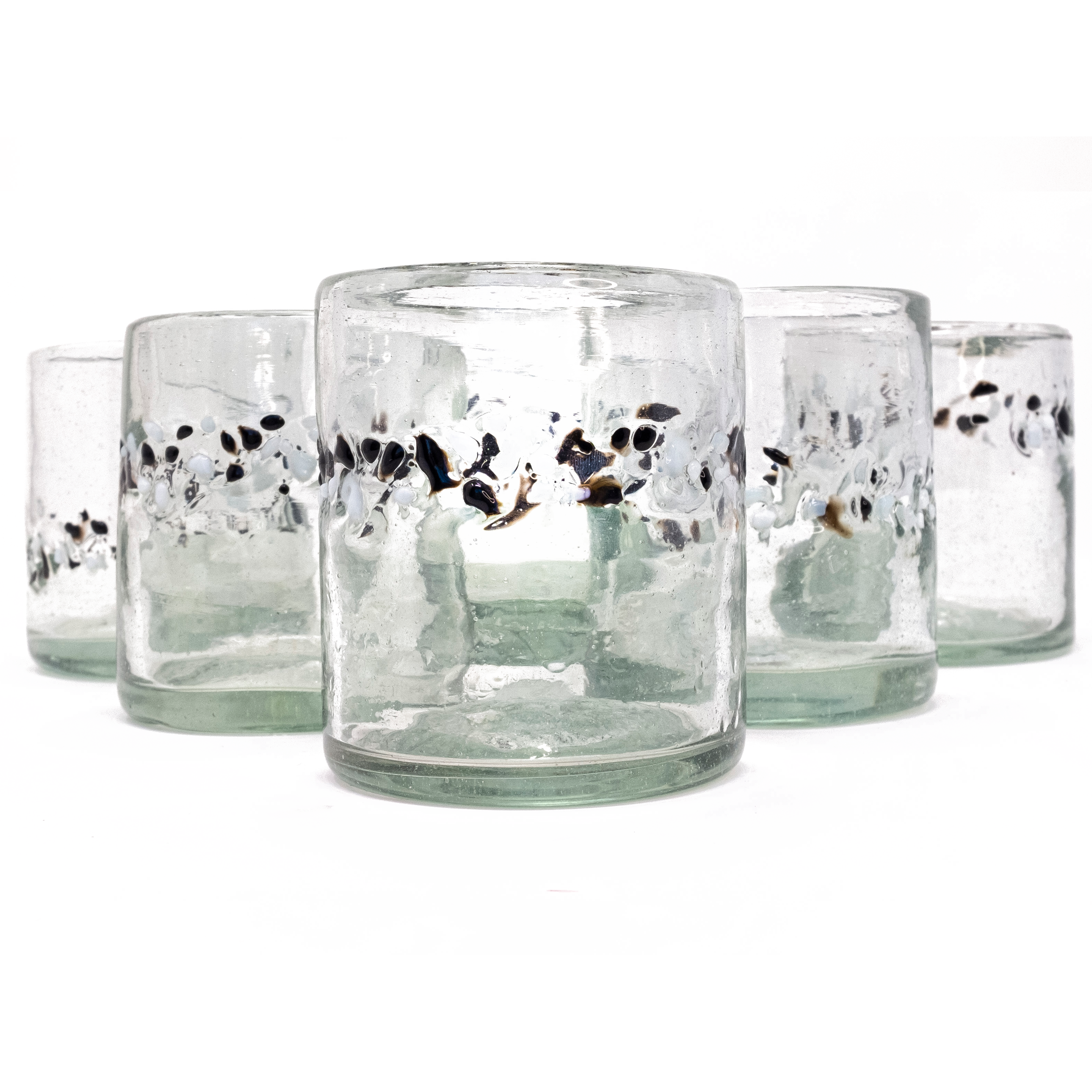 Black & White Pebble Handcrafted Short Tumbler - 12 oz - Set of 6 - Orion's Table 