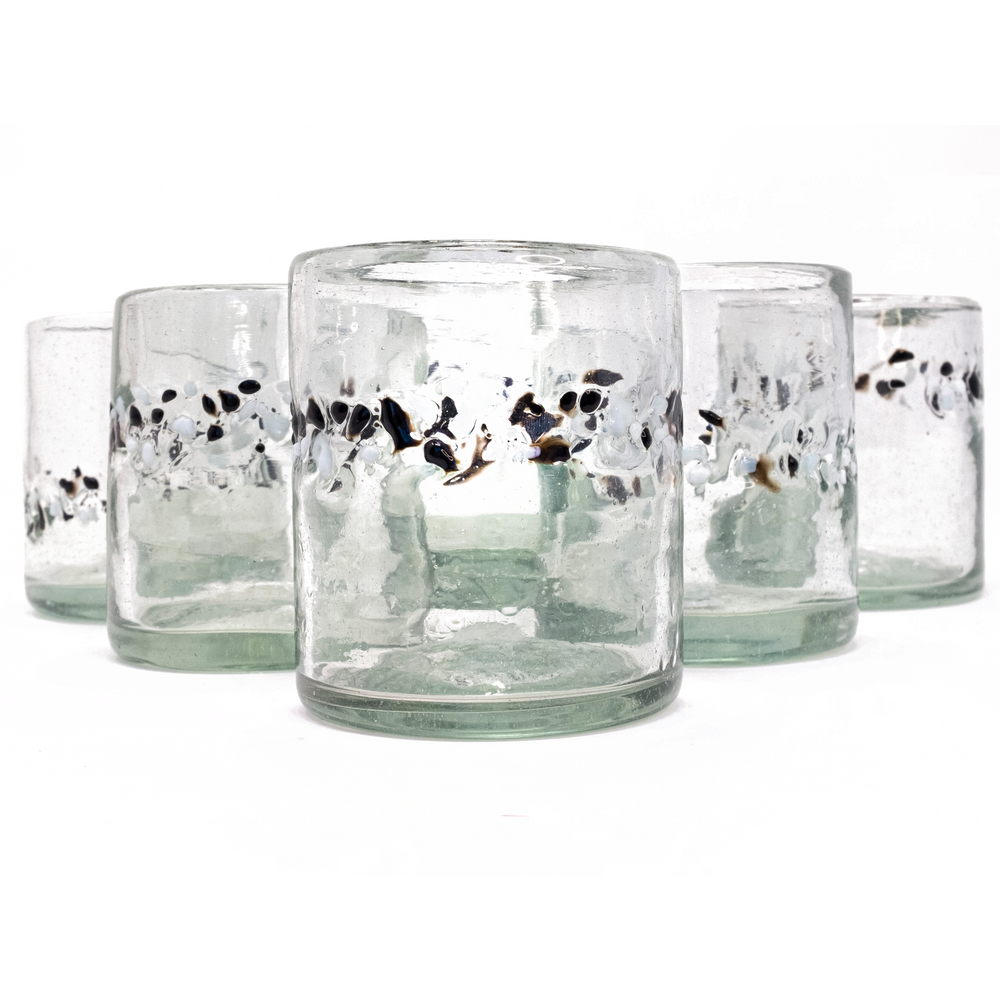 
                  
                    Black & White Pebble Handcrafted Short Tumbler - 12 oz - Set of 6 - Orion's Table 
                  
                