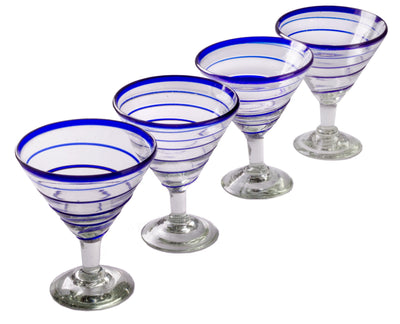 Cobalt Blue Spiral Margarita/Martini - 12 oz - Set of 4 - Orion's Table