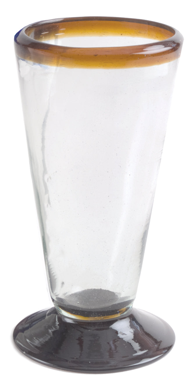 Amber Rim Short Pilsner Beer Glass - 16 oz - Set of 12