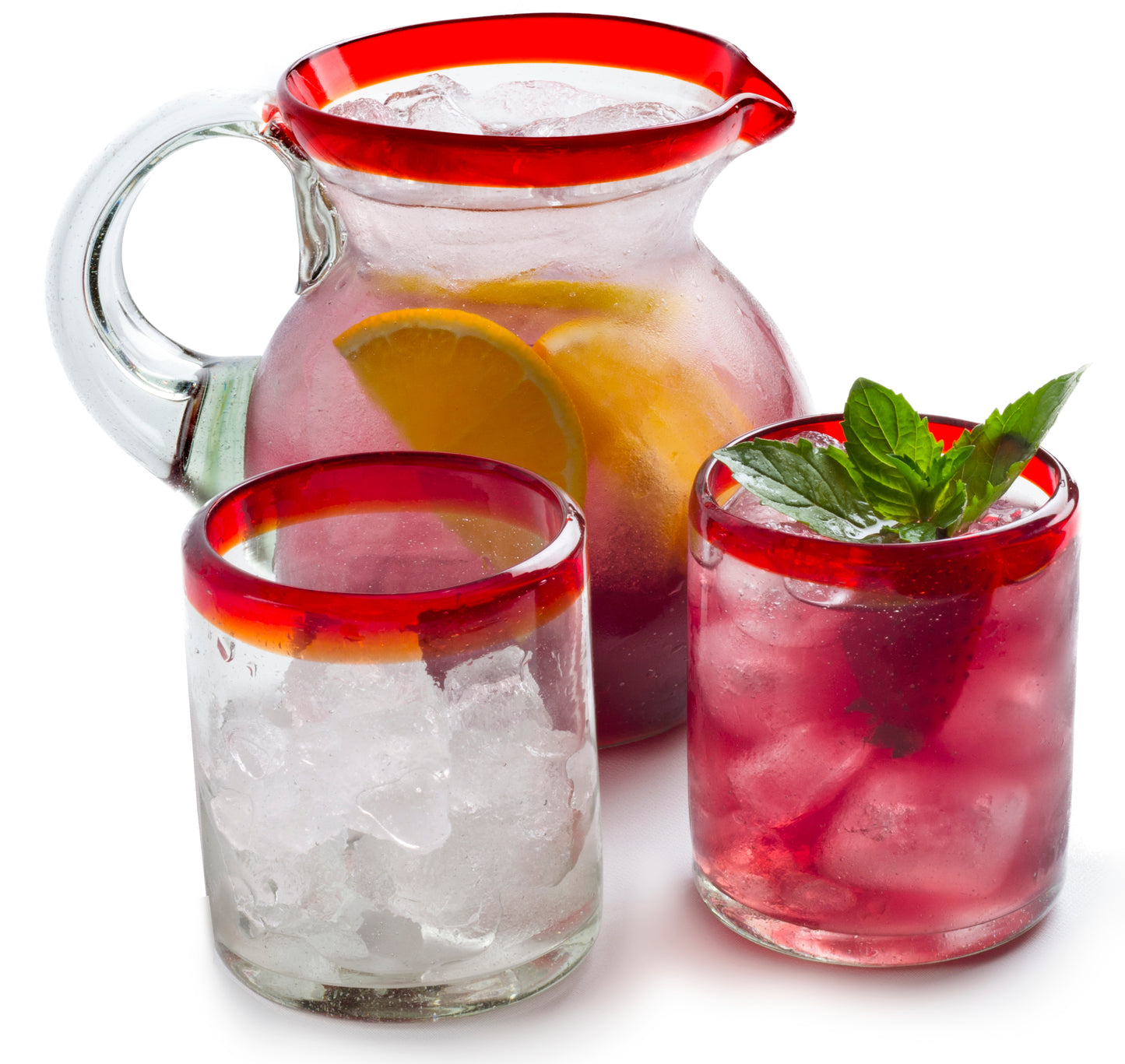 Red Rim Tumblers & Matching Pitcher - Sangria Gift Set - Orion's Table 