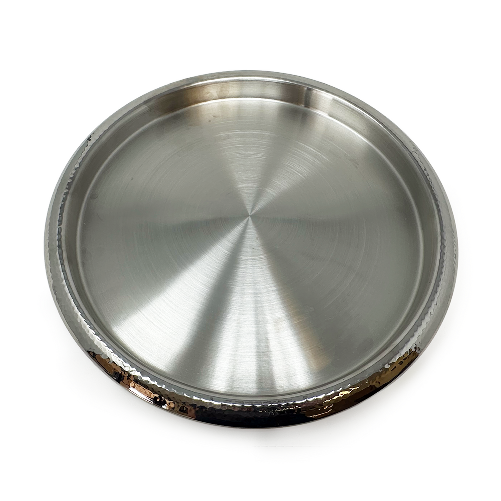 Thai Hammered Steel Round Serving Tray - Set of 2