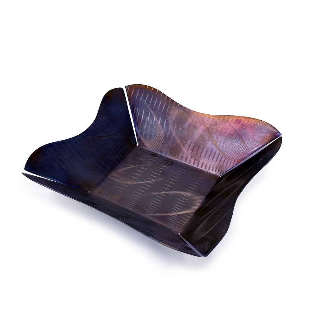 Scalloped Bread Basket in Burnished Stainless Steel - Set of 2