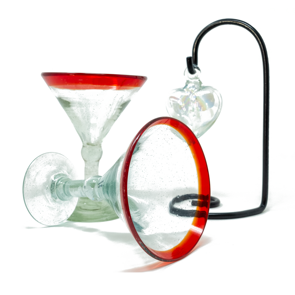 
                  
                    Red Rim Martini & Glass Heart Gift Set - Orion's Table 
                  
                