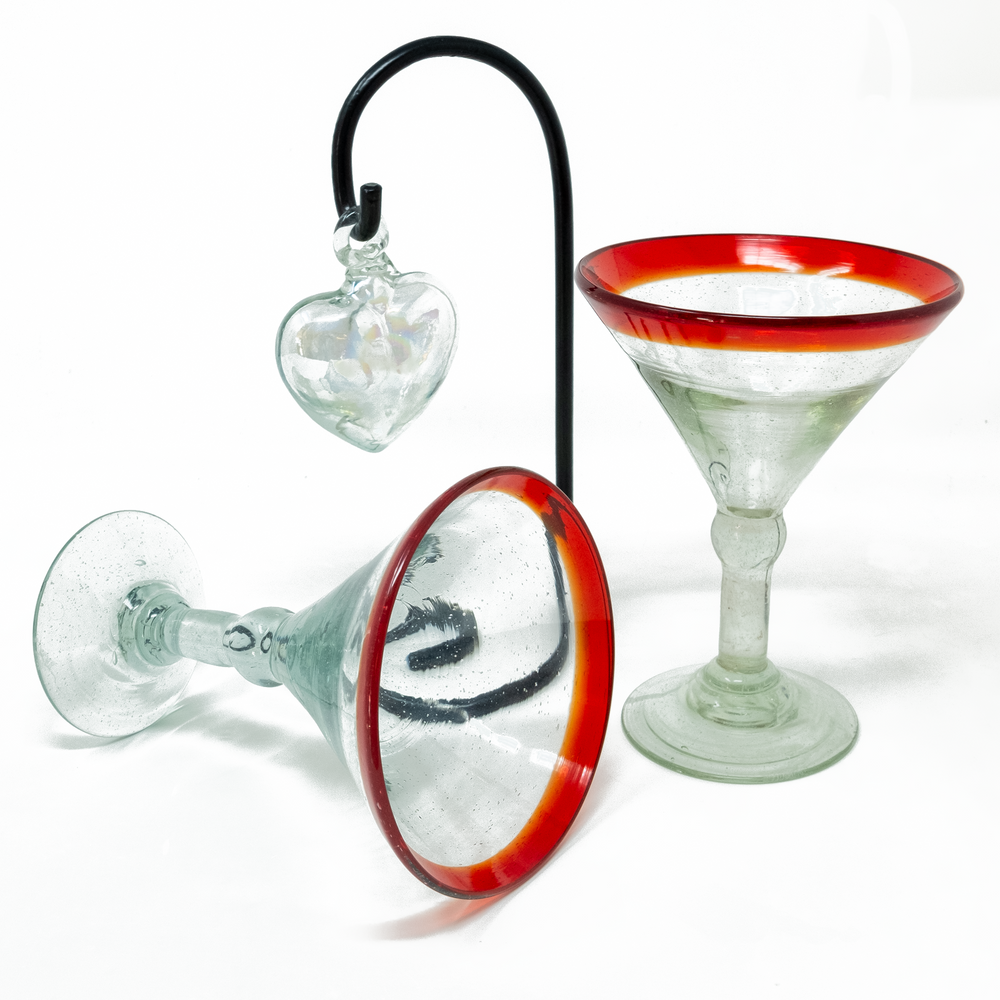 
                  
                    Red Rim Martini & Glass Heart Gift Set - Orion's Table 
                  
                