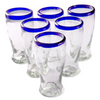 Cobalt Blue Rim Cantina Beer - 16 oz - Set of 6 - Orion's Table