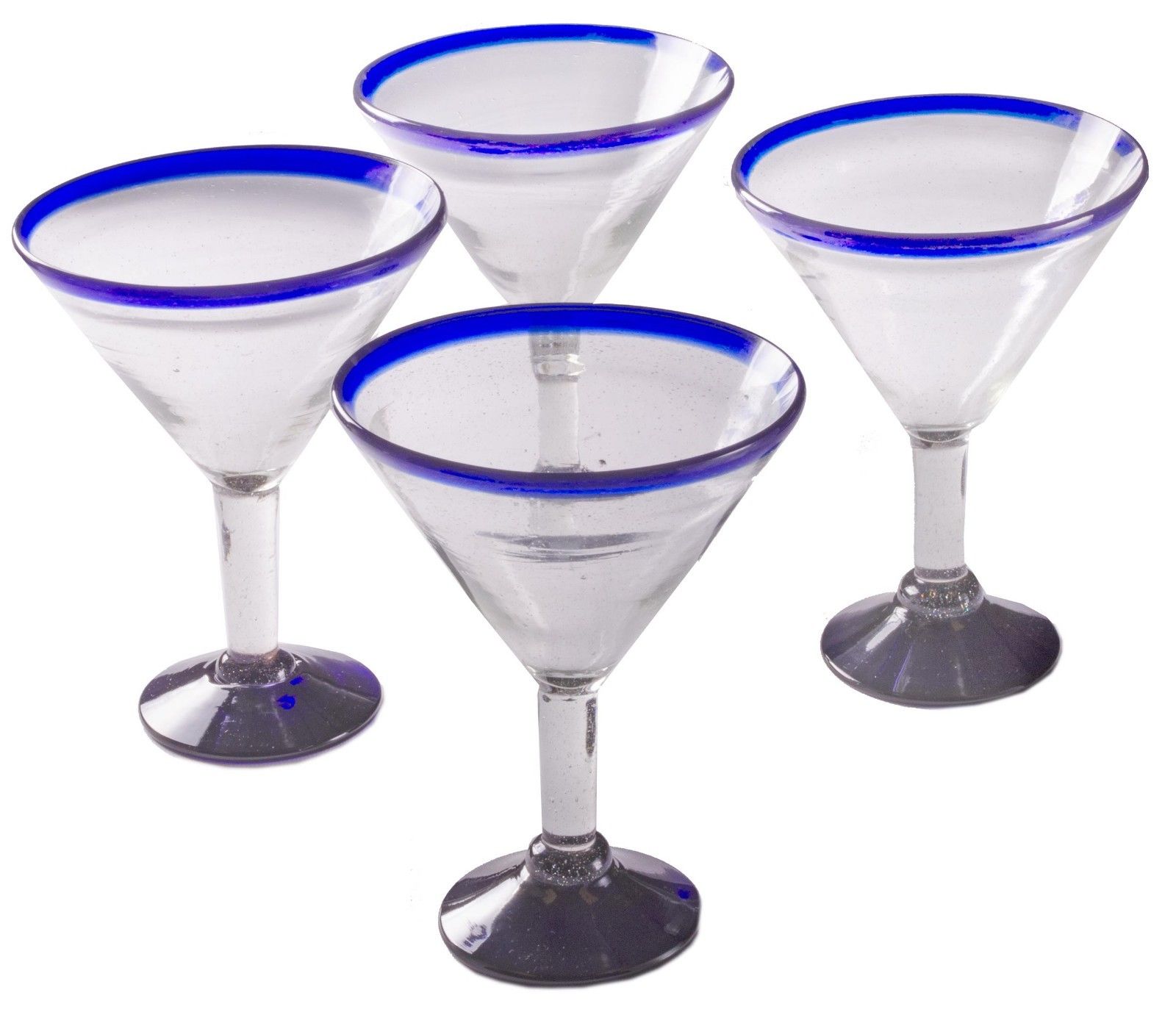 Orion Mexican Glassware Blue Rim 15 oz Classic Margarita - Set of 4 - Orion's Table Mexican Glassware