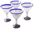 Orion Mexican Glassware Blue Rim 15 oz Classic Margarita - Set of 4 - Orion's Table Mexican Glassware