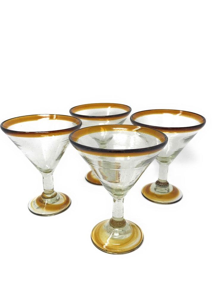 Orion Mexican Glassware Margarita Amber Rim 10 oz. - Set of 4 - Orion's Table Mexican Glassware
