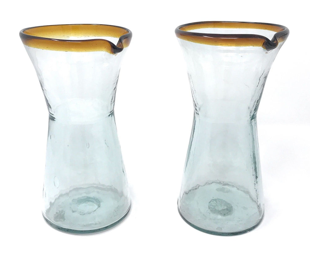 Orion Mexican Glassware Amber Rim Flare Carafe 18 oz. – Set of 2 - Orion's Table Mexican Glassware