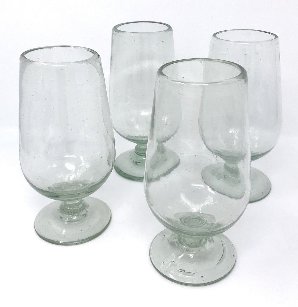 Orion Mexican Glassware Natural Footed Water Goblet 20 oz. - Set of 4 - Orion's Table Mexican Glassware