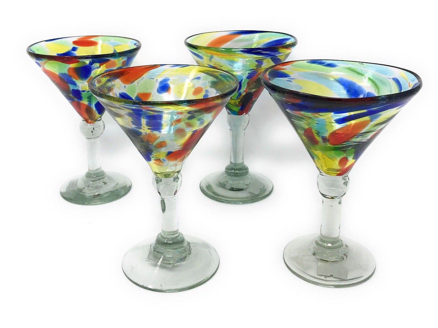 Orion Mexican Glassware Solid Confetti Martini 6.5 oz. - Set of 4 - Orion's Table Mexican Glassware