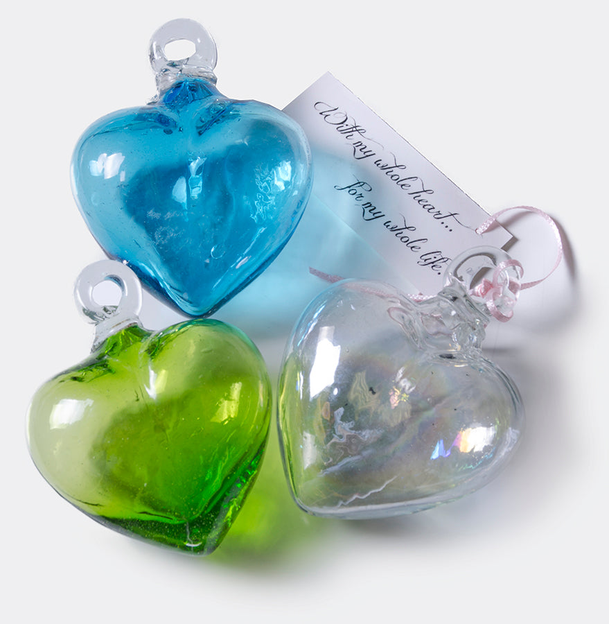 Handcrafted Glass Heart Ornament - Orion's Table Mexican Glassware
