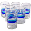 Orion Banded Turquoise/Cobalt 16 oz Tumbler - Orion's Table Mexican Glassware