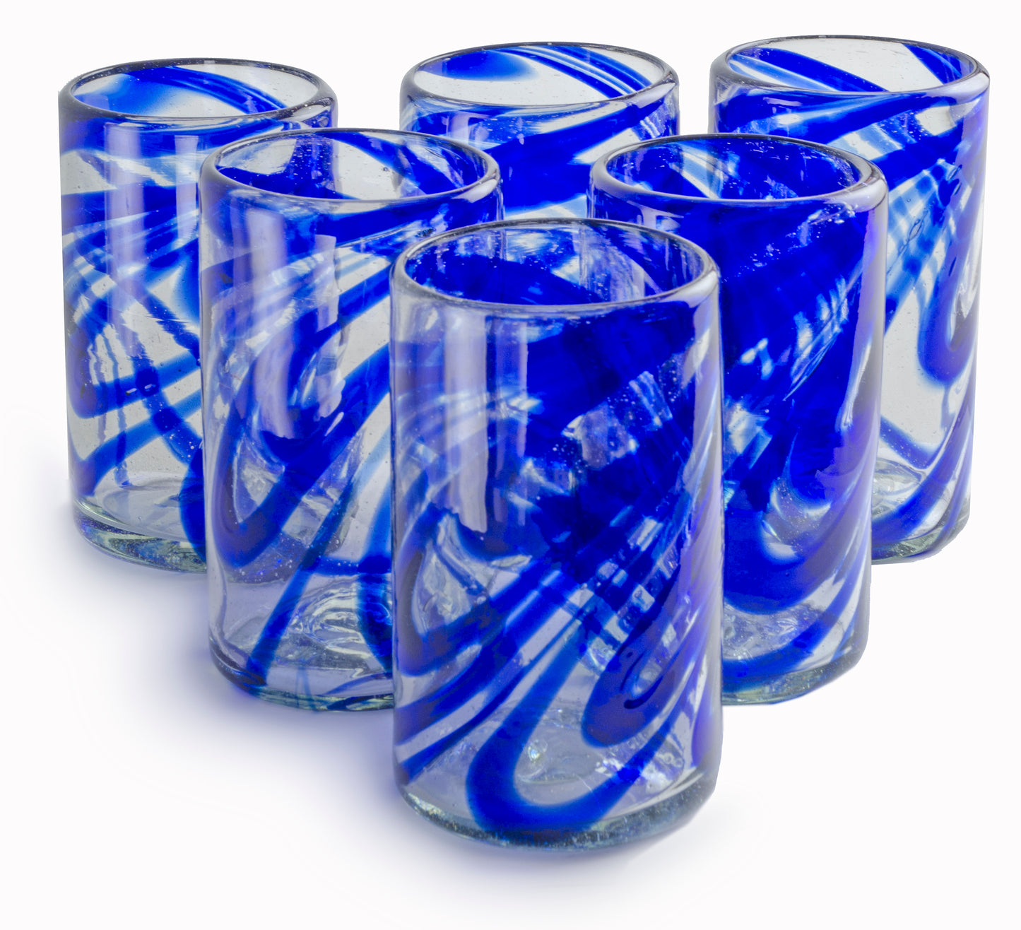 Orion Blue Swirl 16 oz Tumbler - Set of 6 - Orion's Table Mexican Glassware