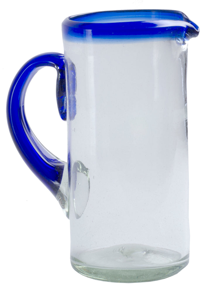 Orion Blue Rim 56 oz Pitcher - Orion's Table Mexican Glassware