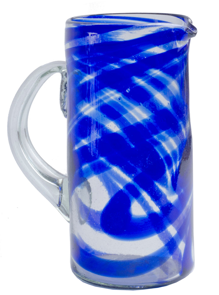 Orion Blue Swirl 56 oz Pitcher - Orion's Table Mexican Glassware