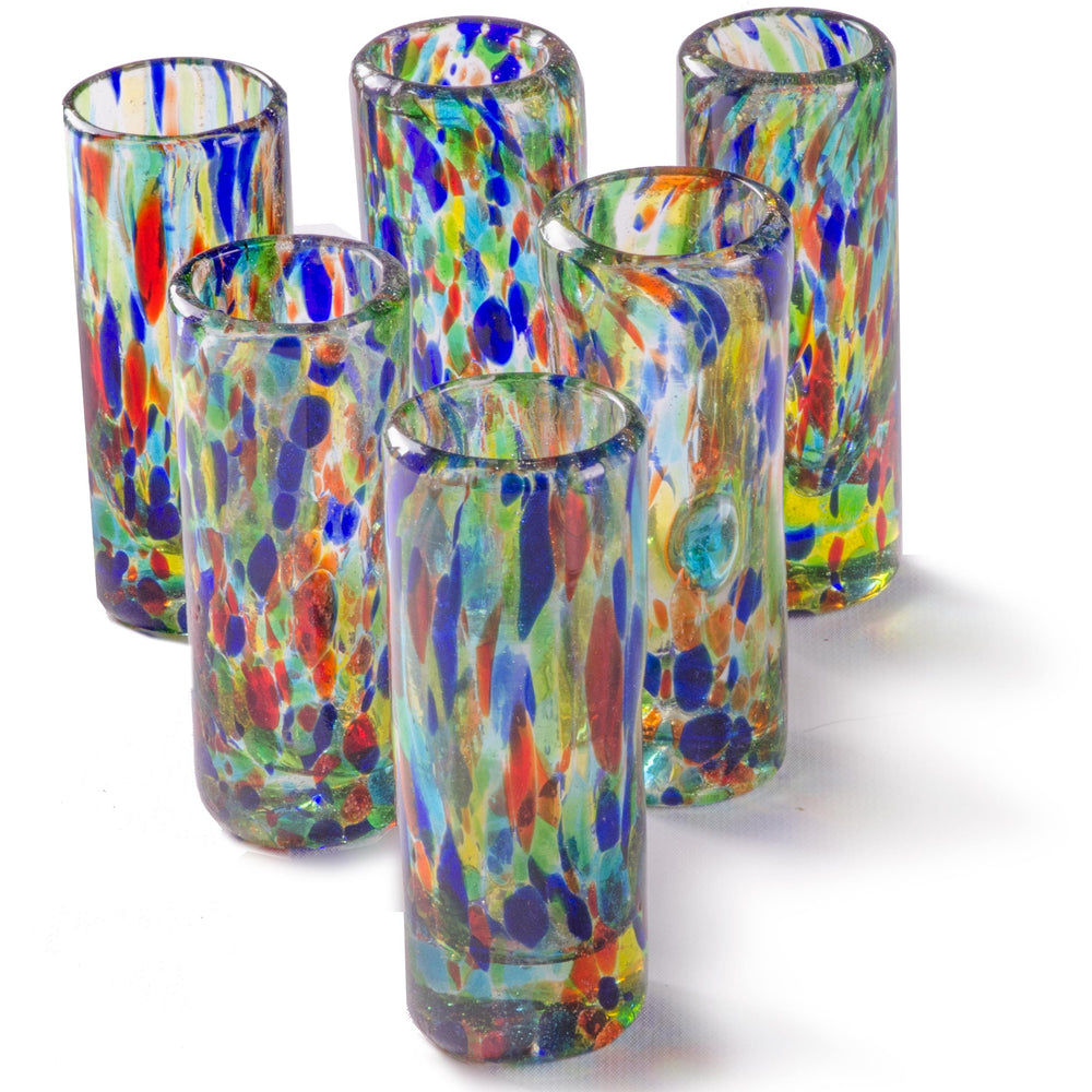 Orion Solid Confetti 2 oz Shot Glass - Set of 6 - Orion's Table Mexican Glassware
