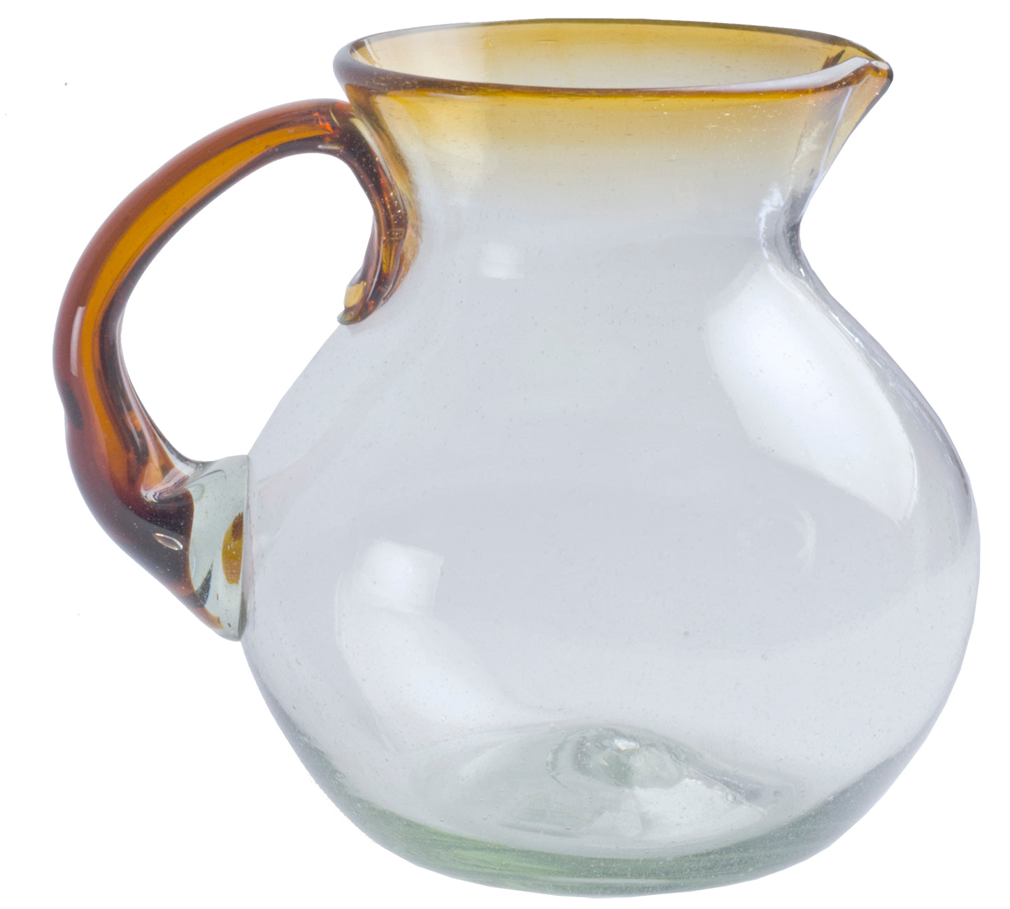 Orion Amber Rim 80 oz Bola Pitcher - Orion's Table Mexican Glassware