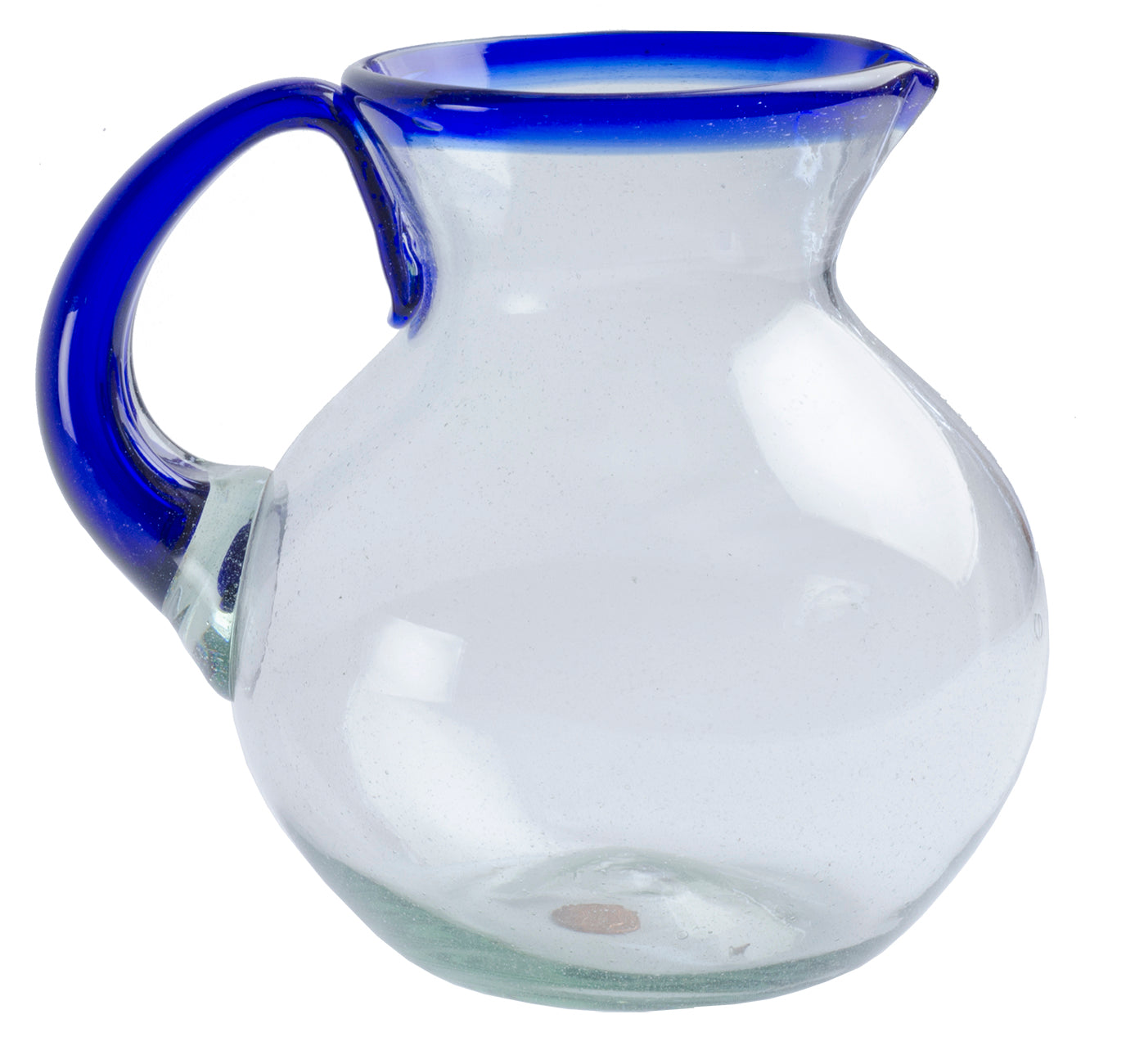 Orion Blue Rim 80 oz Bola Pitcher - Orion's Table Mexican Glassware