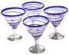 Orion Blue Spiral 12 oz Margarita/Martini - Set of 4 - Orion's Table Mexican Glassware
