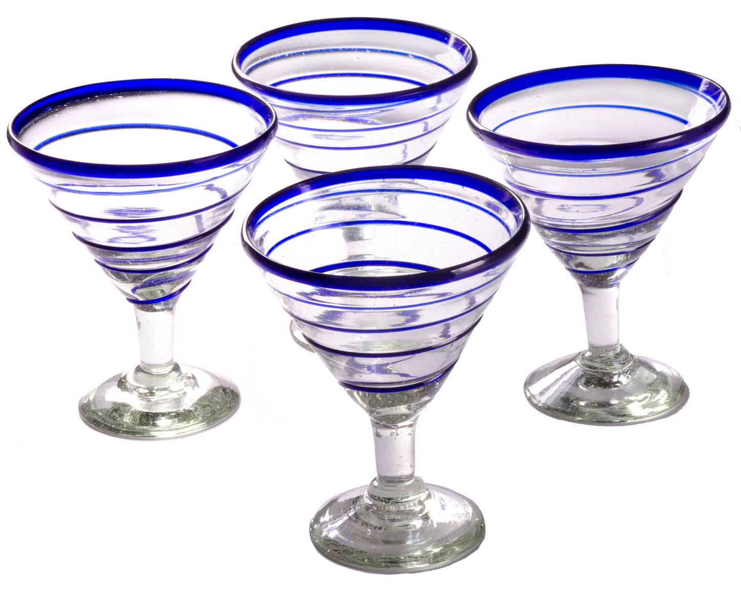 
                  
                    Orion Blue Spiral 12 oz Margarita/Martini - Set of 4 - Orion's Table Mexican Glassware
                  
                