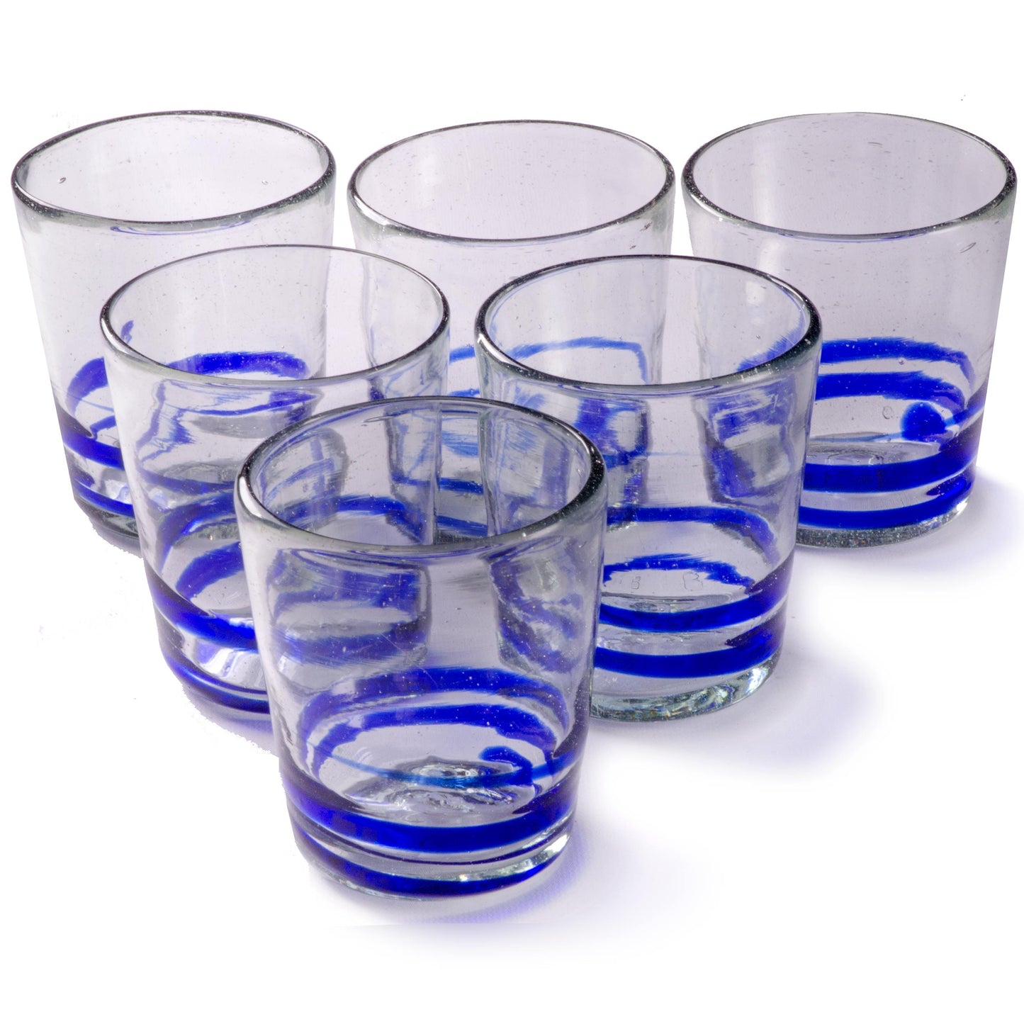 Orion Blue Serpentine 12 oz Short - Set of 6 - Orion's Table Mexican Glassware