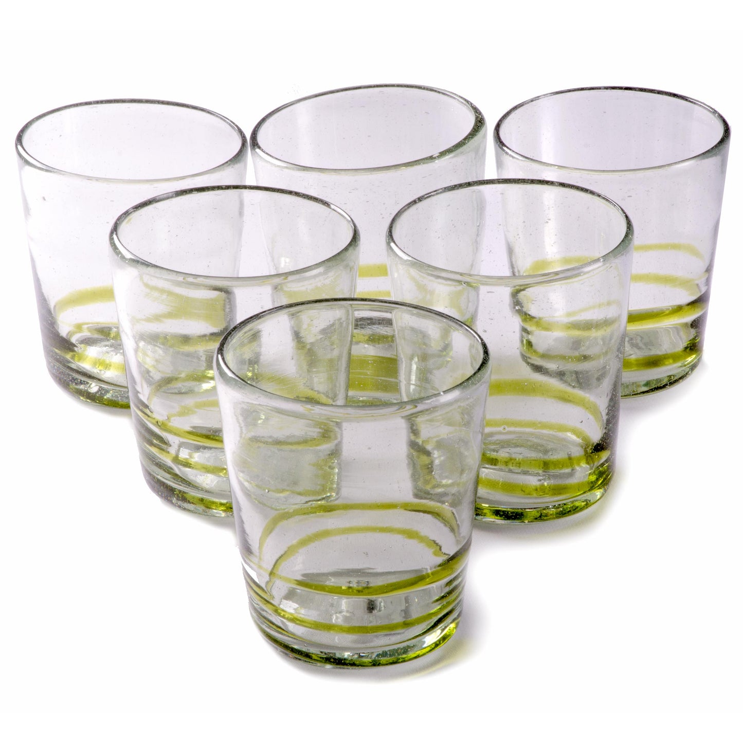 Orion Green Serpentine 12 oz Short - Set of 6 - Orion's Table Mexican Glassware