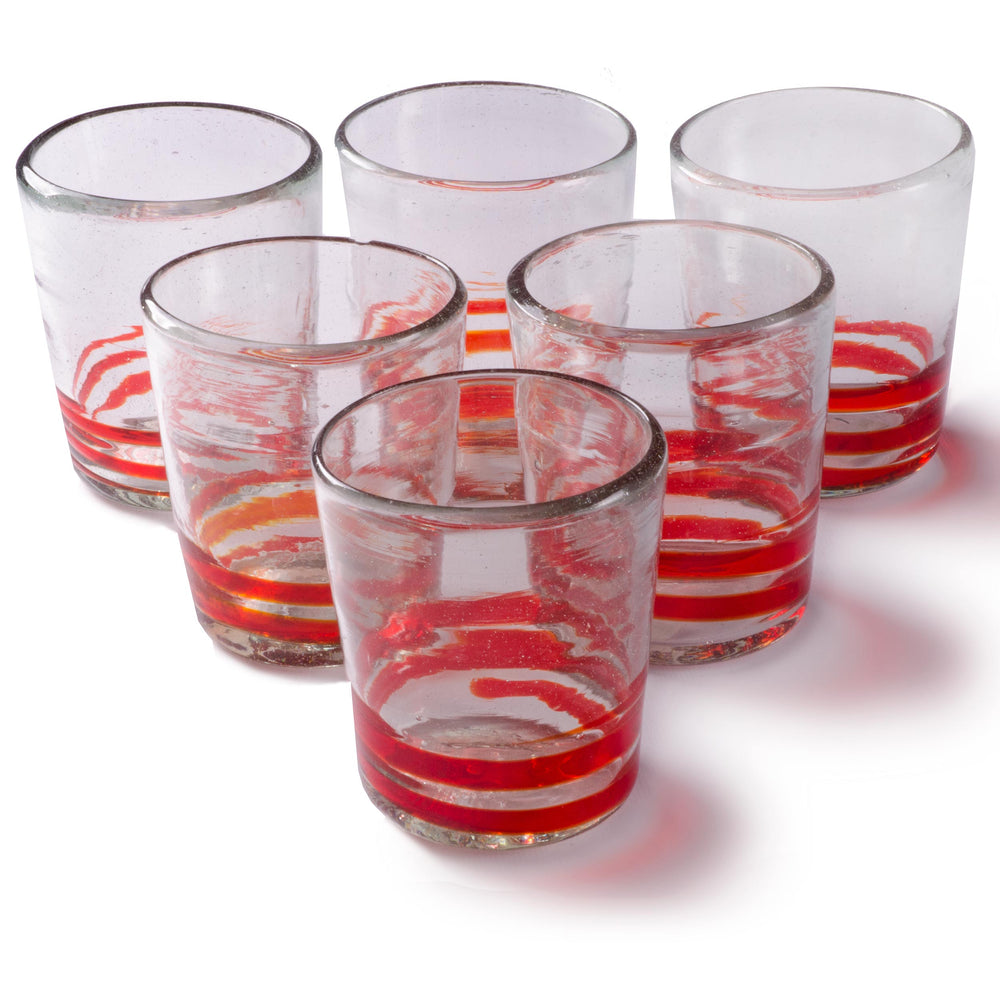 Orion Red Serpentine 12 oz Short - Set of 6 - Orion's Table Mexican Glassware