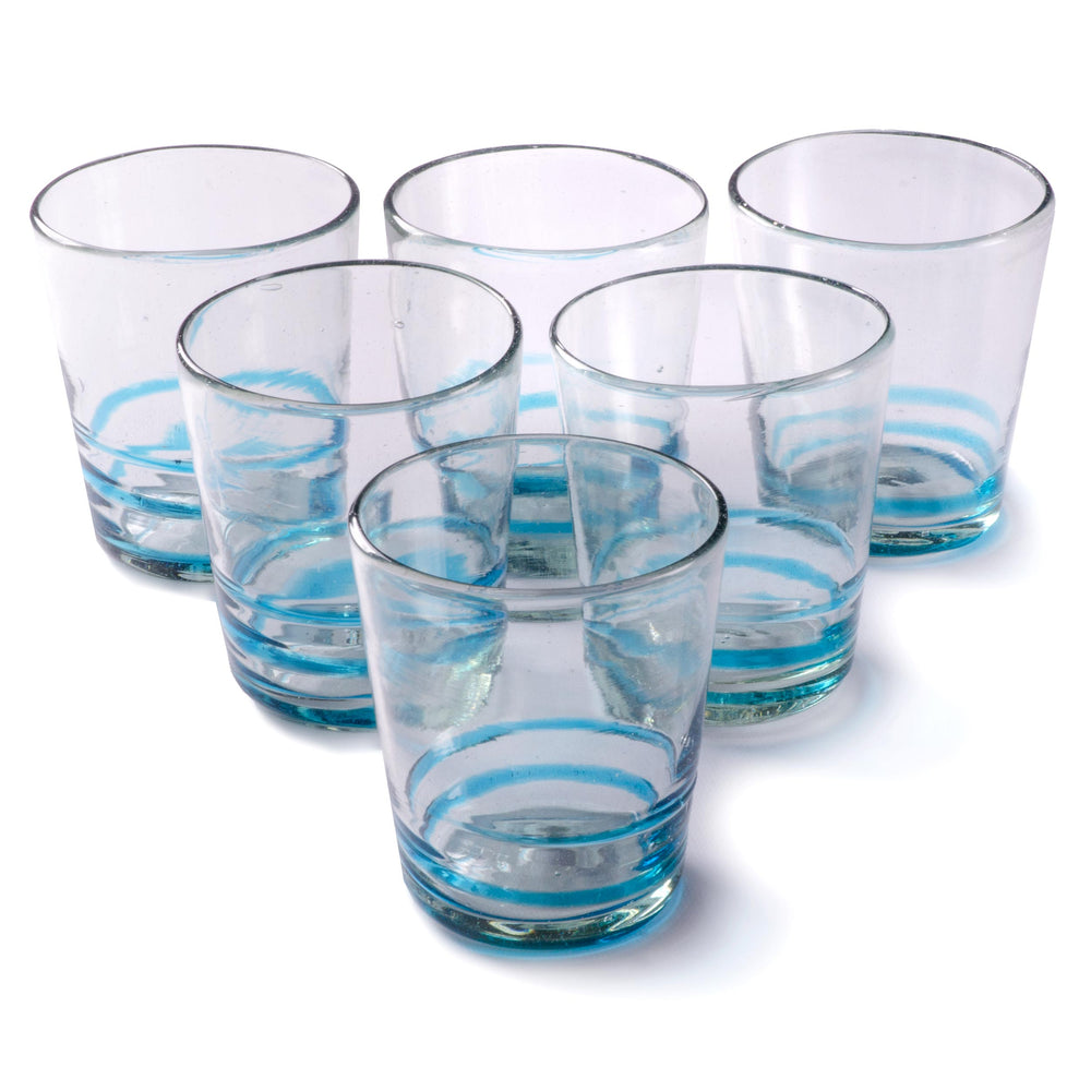 
                  
                    Orion Turquoise Serpentine 12 oz Short - Set of 6 - Orion's Table Mexican Glassware
                  
                