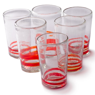 Orion Red Serpentine 18 oz Tall - Set of 6 - Orion's Table Mexican Glassware