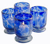 Orion Sedona Votive Collection - Recycled Clear Glass With Cobalt Splash - Set of 4 - Orion's Table Mexican Glassware