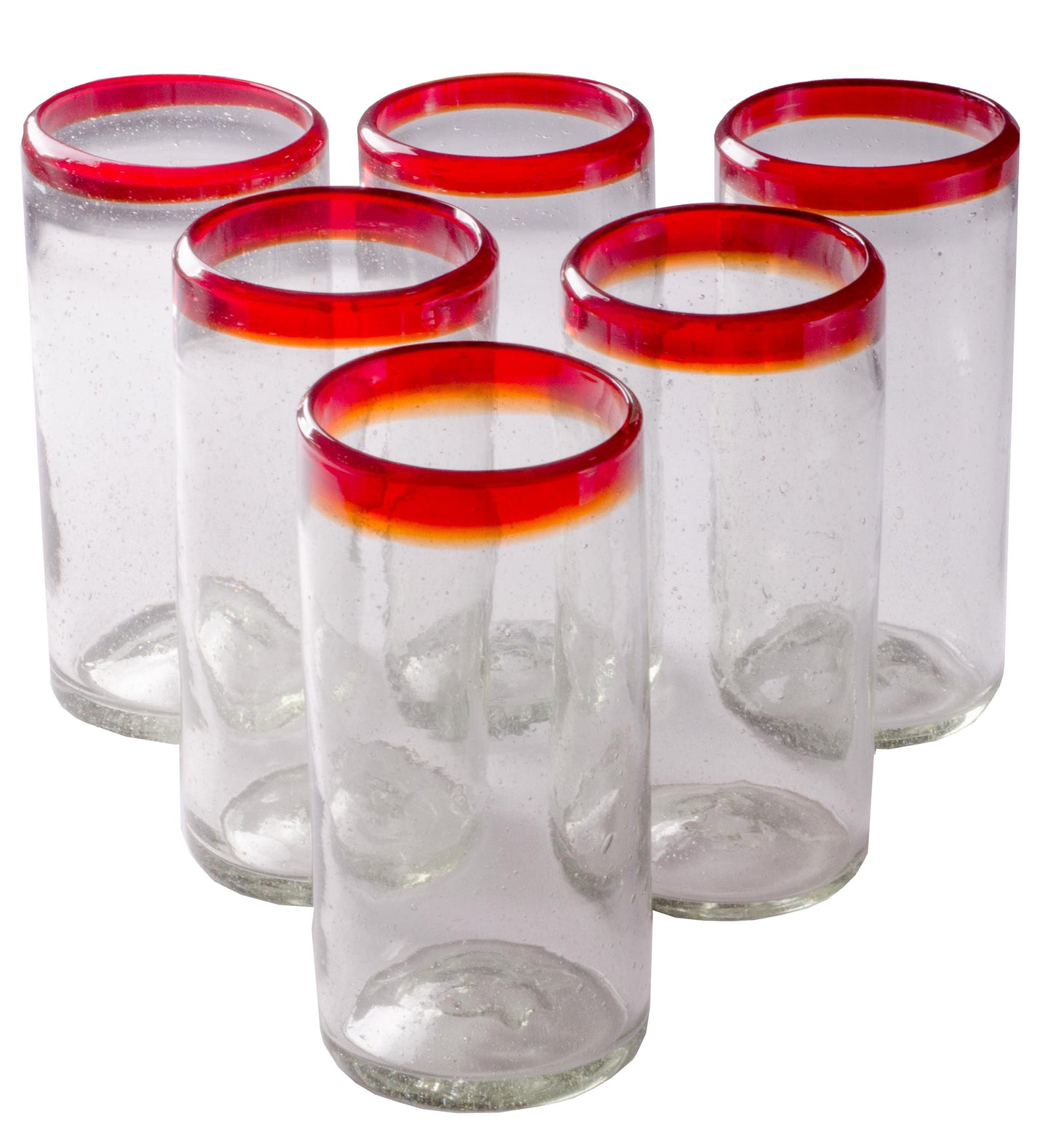 Orion Red Rim 22 oz Tall Tumbler - Set of 6 - Orion's Table Mexican Glassware
