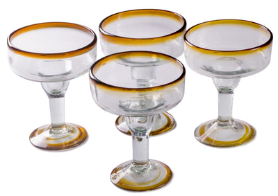 Orion Amber Rim 12 oz Margarita/Coupette - Set of 4 - Orion's Table Mexican Glassware