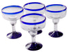 Orion Blue Rim 12 oz Margarita/Coupette - Set of 4 - Orion's Table Mexican Glassware