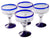 Orion Blue Rim 12 oz Margarita/Coupette - Set of 4 - Orion's Table Mexican Glassware